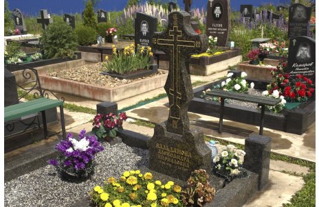 Крест с поребриком из зелёного гранита