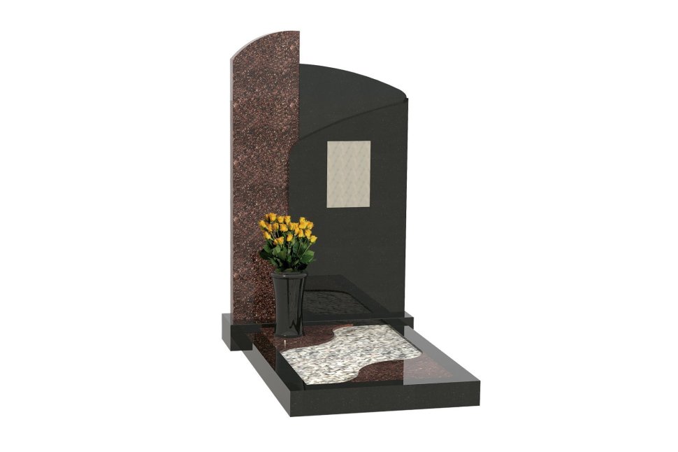 Нестандартный памятник с волнообразными плитами в цветник