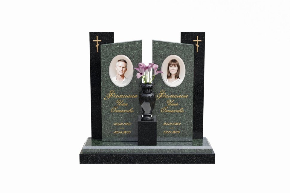 Памятник с двумя стелами, объединёнными консолью с вазочкой