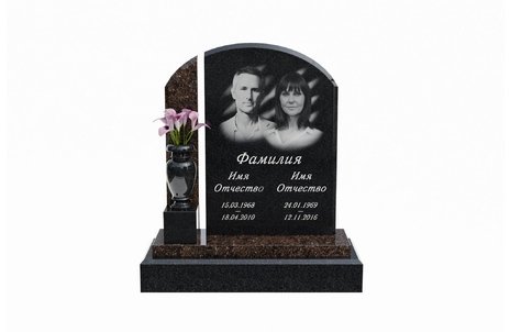 Классический двойной памятник с вазочкой