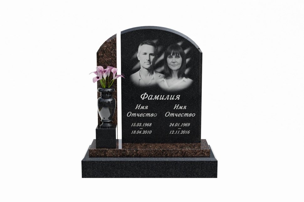 Классический двойной памятник с вазочкой