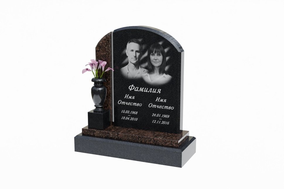 Классический двойной памятник с вазочкой