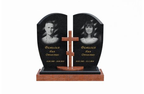 Памятник из двух стел с крестом