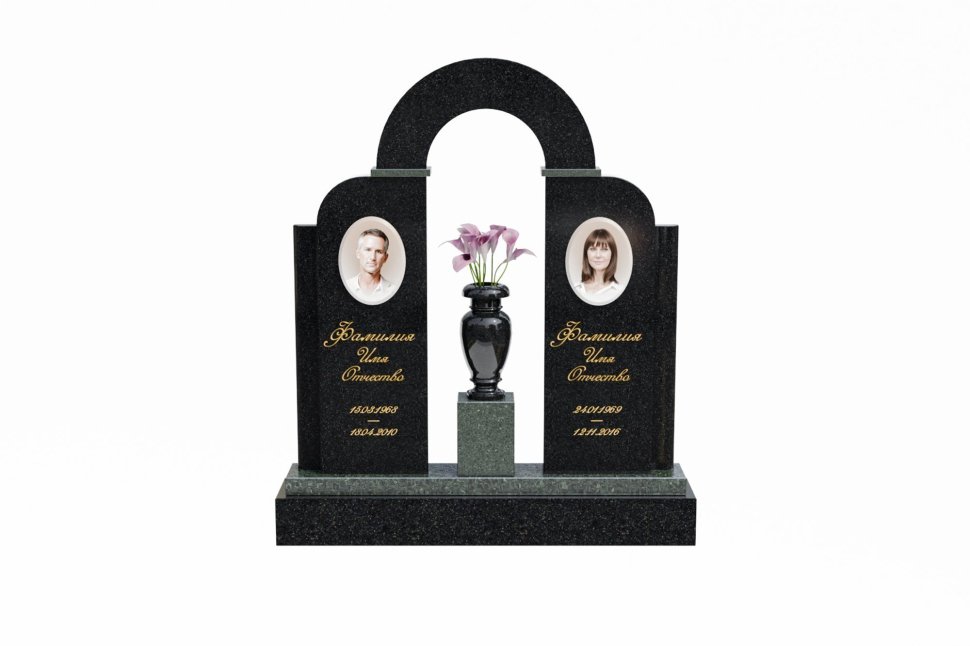 Двойной памятник с аркой и вазочкой