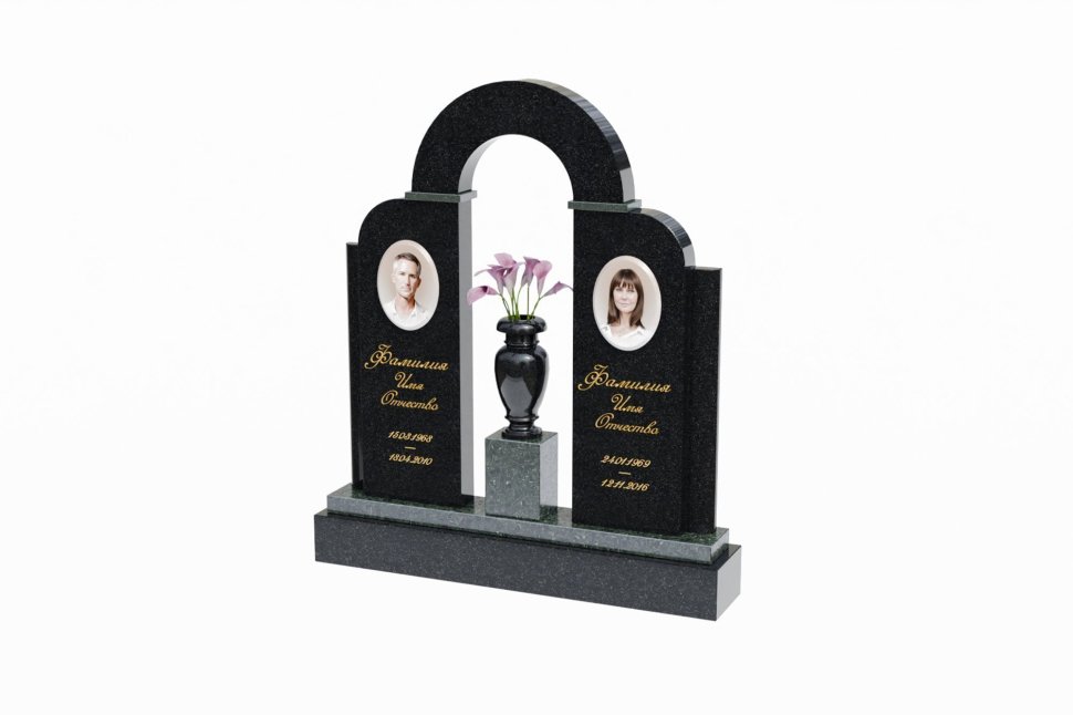 Двойной памятник с аркой и вазочкой