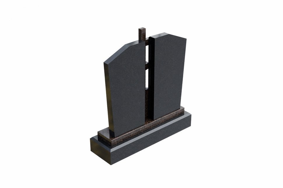 Двойной памятник с крестом на центральном постаменте