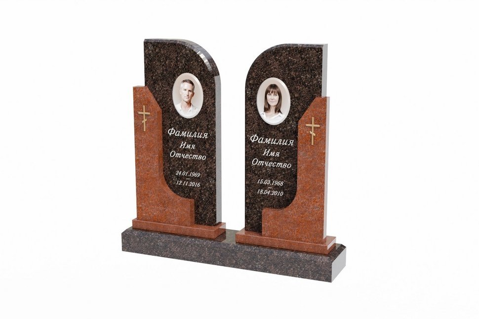 Двойной памятник с фотографиями на керамике