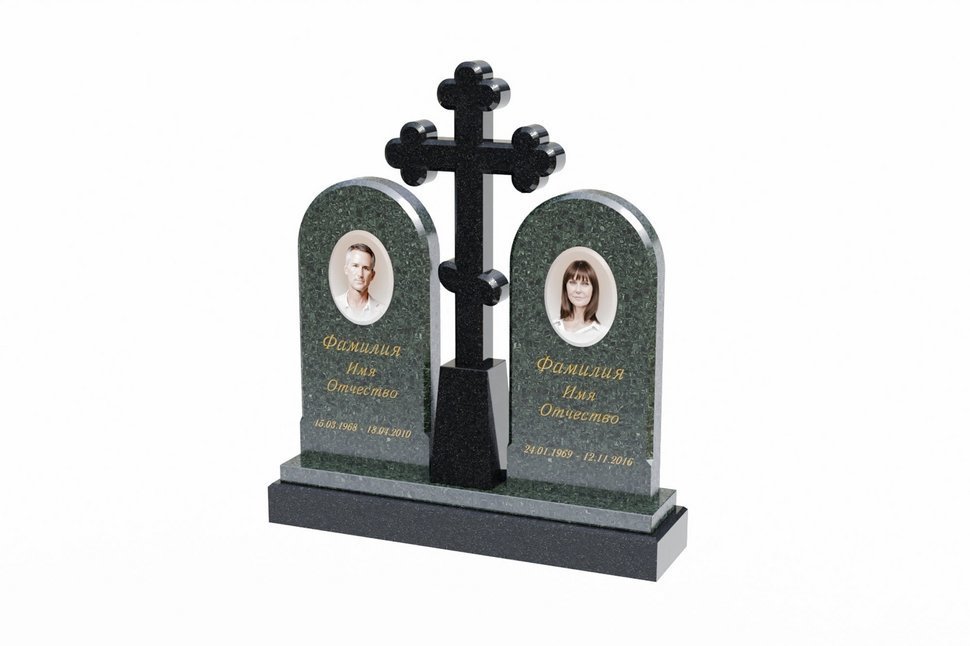 Двойной памятник с большим фигурным центральным крестом