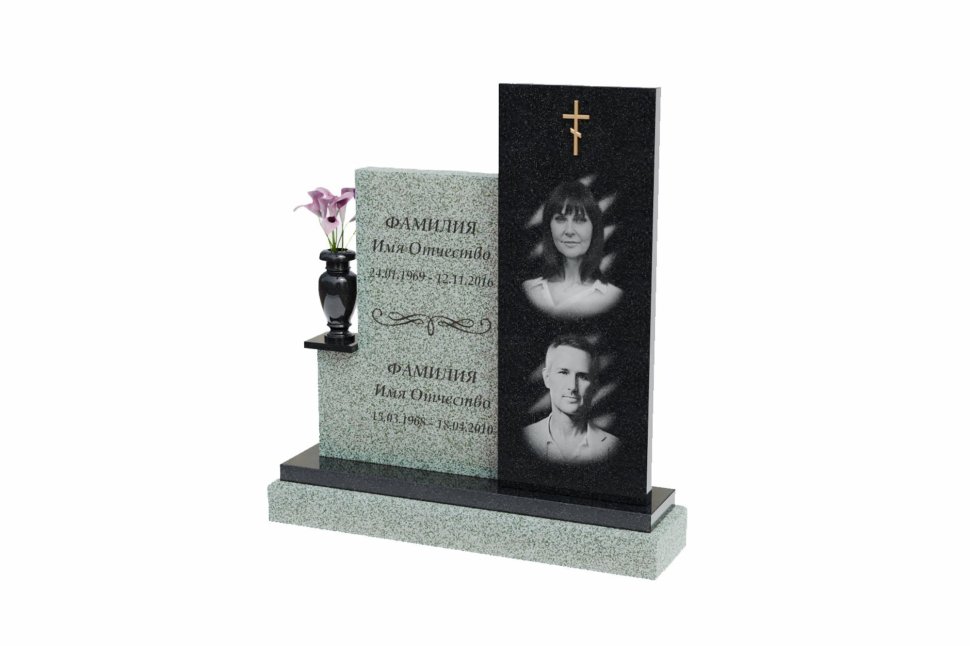 Двойной памятник с вертикальной консолью для портретов