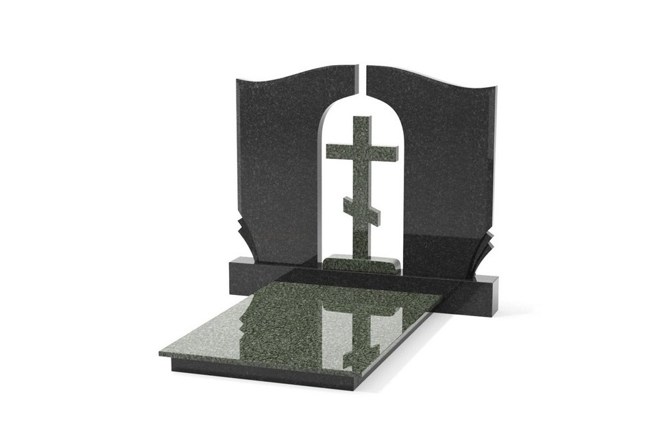 Двойной памятник с крестом и плитой