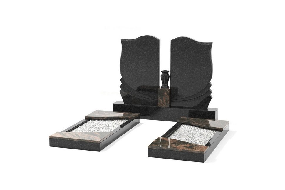 Двойной памятник с вазой и цветниками