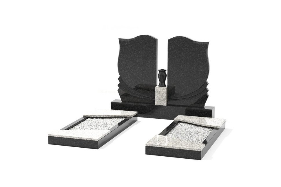 Двойной памятник с вазой и цветниками