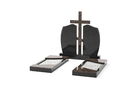 Двойной памятник с крестом и фигурными стелами