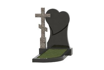 Памятник с сердцем, крестом и закруглённым цветником