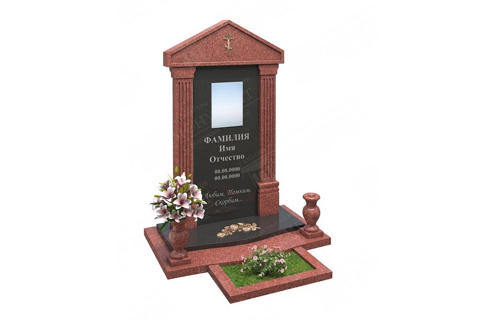 Комбинированный памятник в виде античной арки с прямоугольными колоннами 