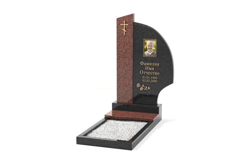 Комбинированный памятник с округлой стелой 