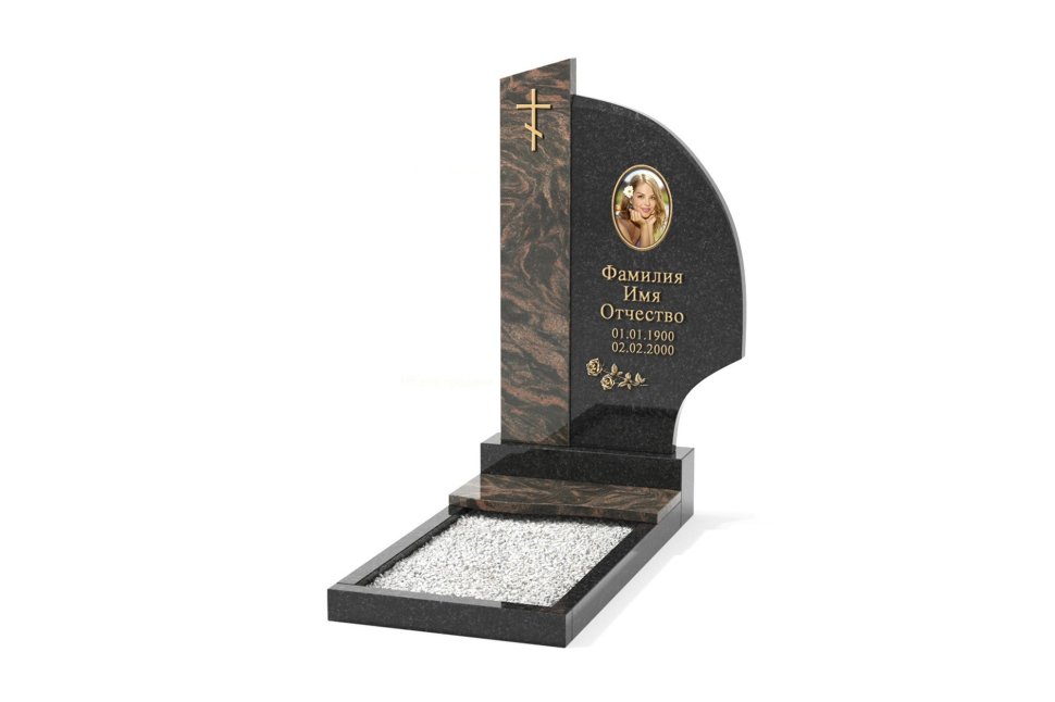 Комбинированный памятник с округлой стелой 