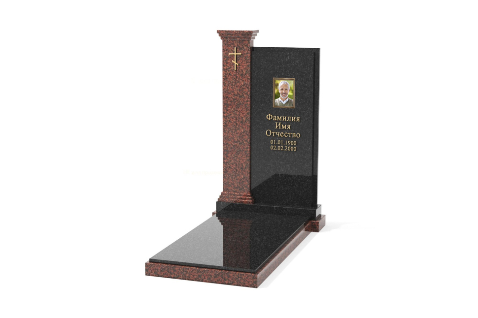 Комбинированный памятник с прямоугольной колонной