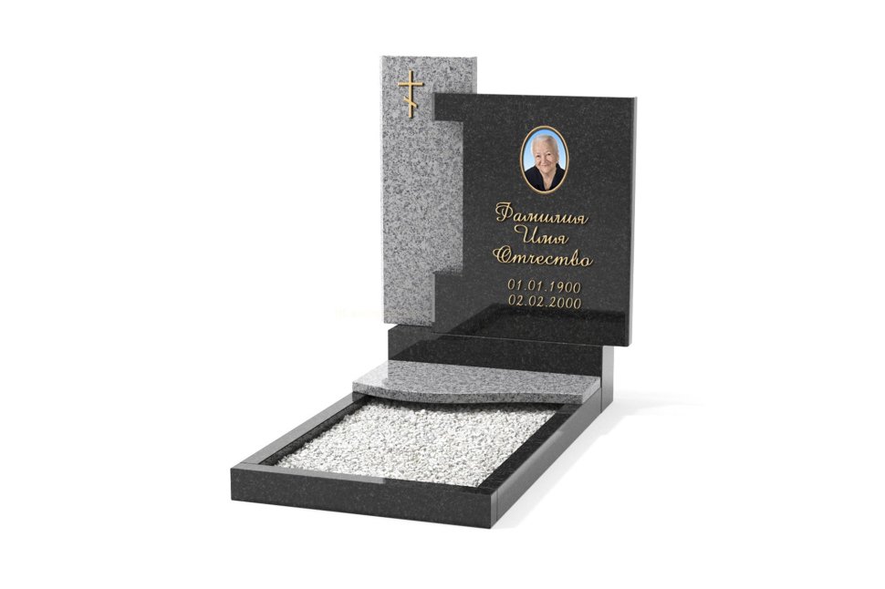 Горизонтальный памятник с приставной стелой