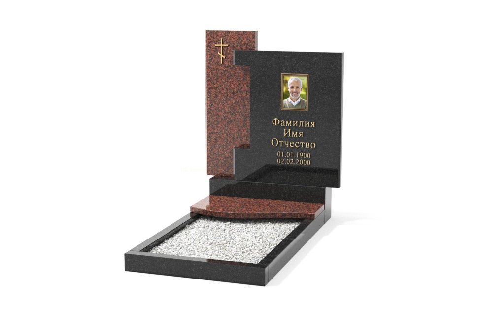 Горизонтальный памятник с приставной стелой