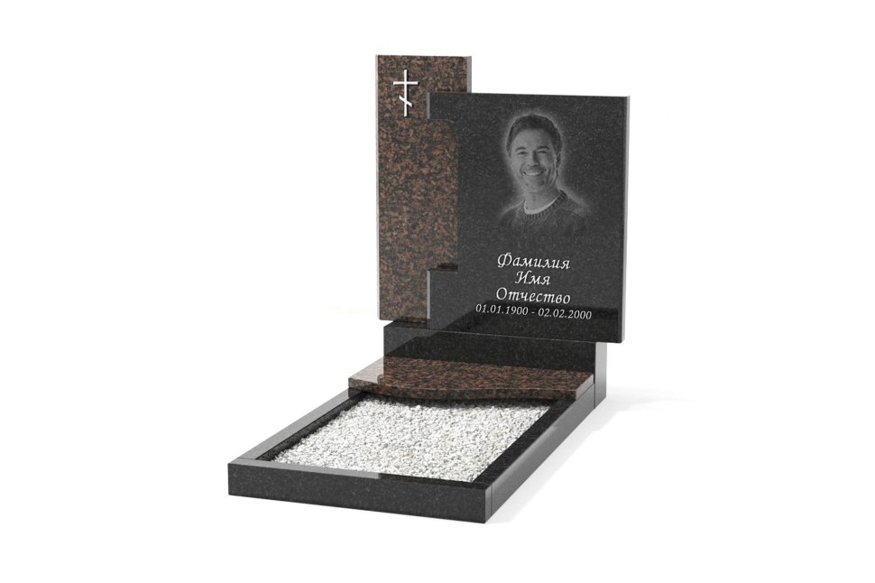 Горизонтальный памятник с приставной стелой