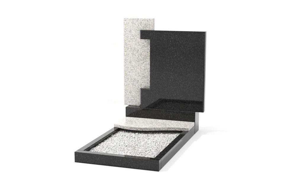 Горизонтальный памятник с приставной стелой