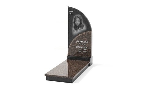 Комбинированный памятник с закруглённой приставной стелой