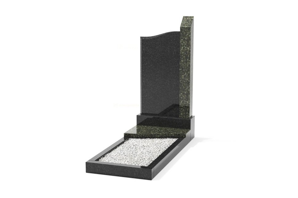 Комбинированный памятник со стелой в форме волны с приставной колонной