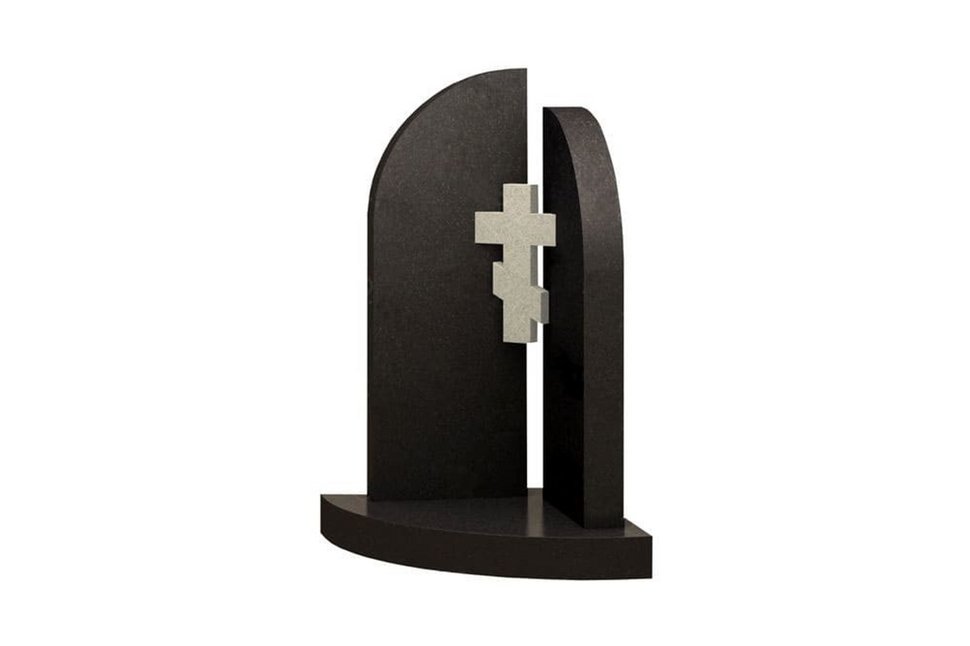 Угловой памятник с небольшим парящим крестом