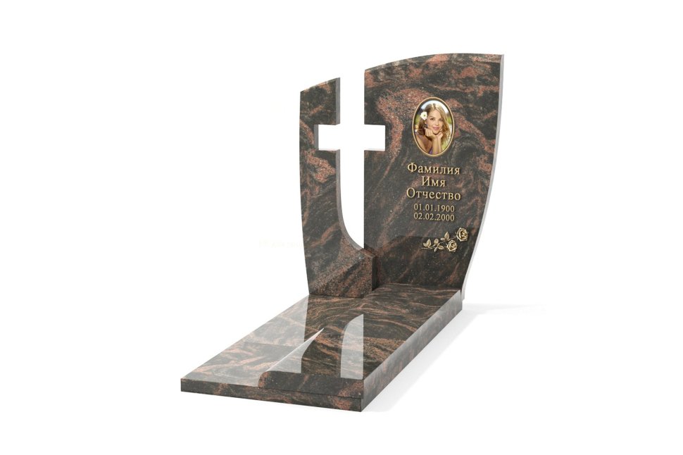 Памятник с воздушным крестом и двумя плитами