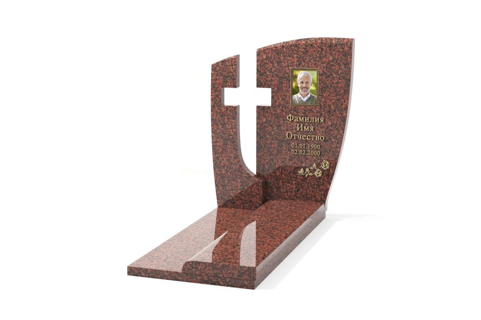 Памятник с воздушным крестом и двумя плитами