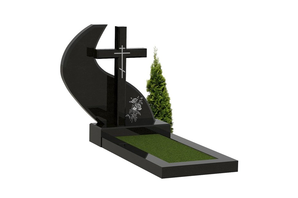 Стела в форме волны с приставным крестом