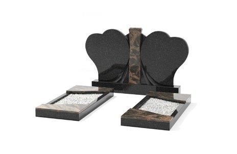 Двойной памятник со стелами в виде сердец