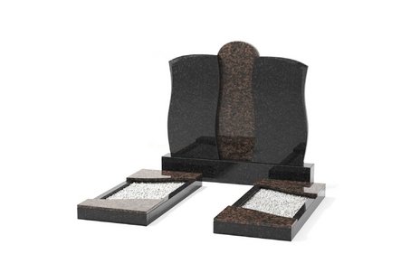 Двойной памятник с центральной стелой и цветниками