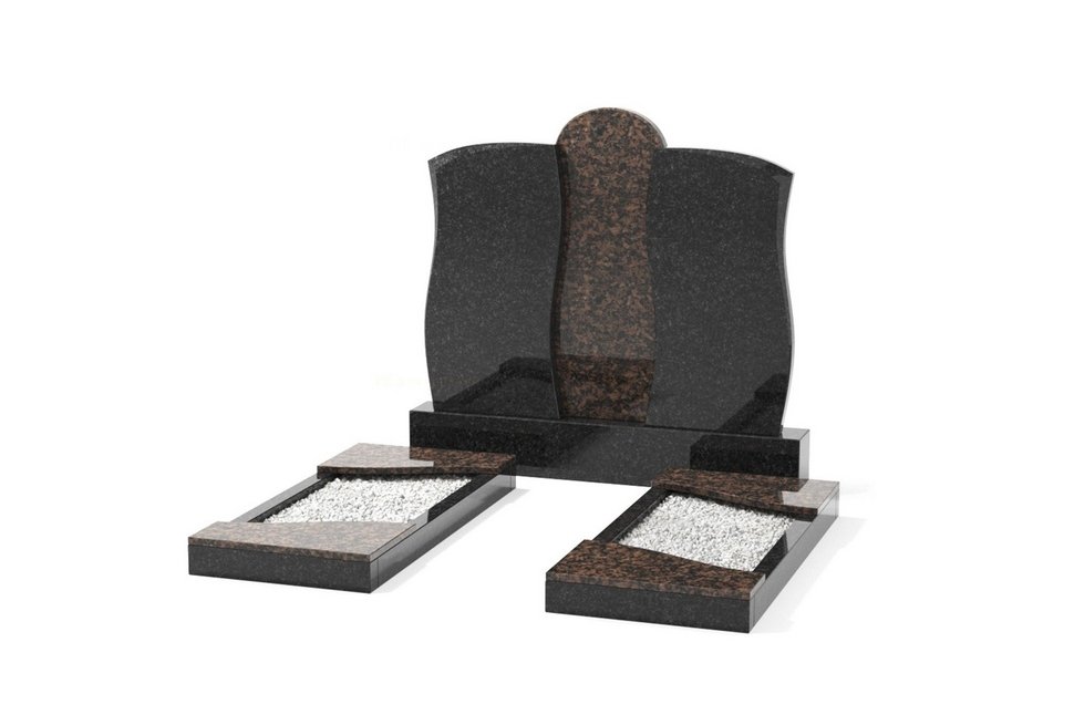 Двойной памятник с центральной стелой и цветниками