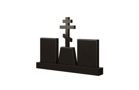 Крест на трапециевидной подставке с двумя стелами