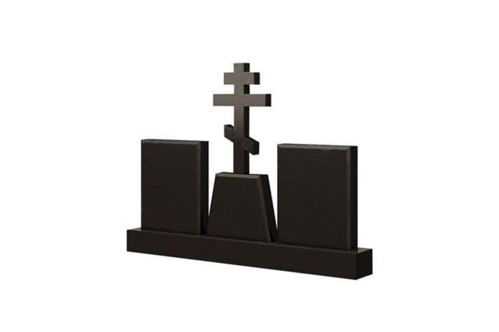 Крест на трапециевидной подставке с двумя стелами