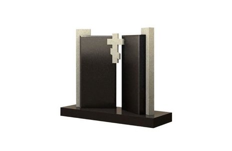 Комбинированный памятник для двоих с крестом