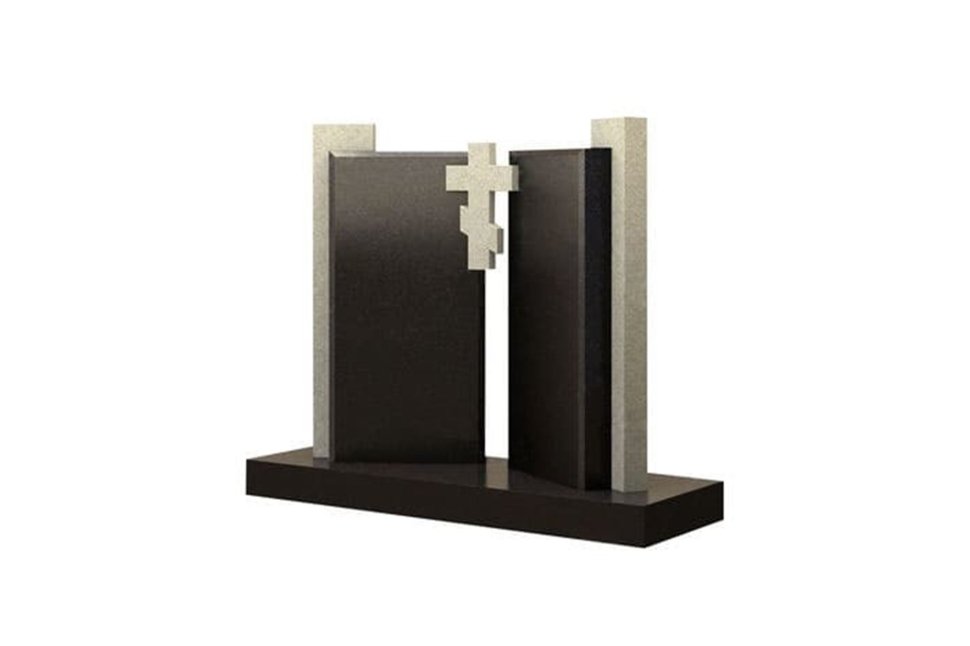 Комбинированный памятник для двоих с крестом