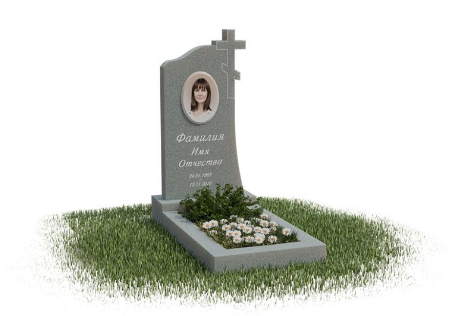 Классический памятник плавной формы с вырубным крестом