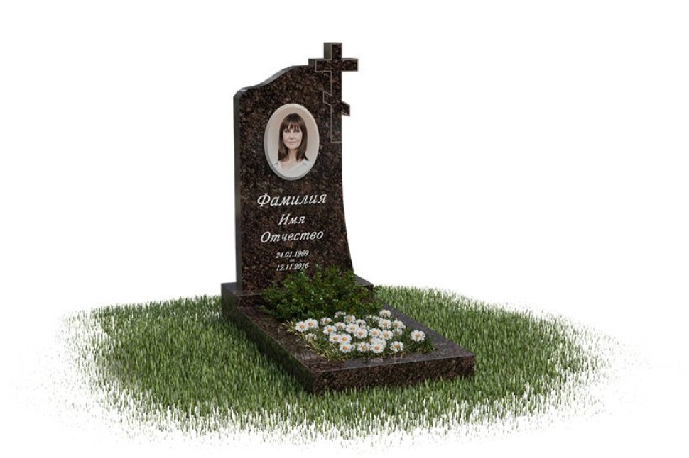 Классический памятник плавной формы с вырубным крестом