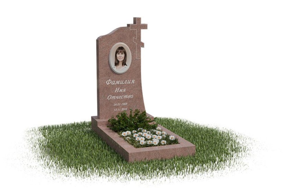 Классический памятник плавной формы с вырубным крестом