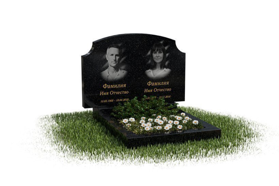 Классический горизонтальный памятник с формой резной арки
