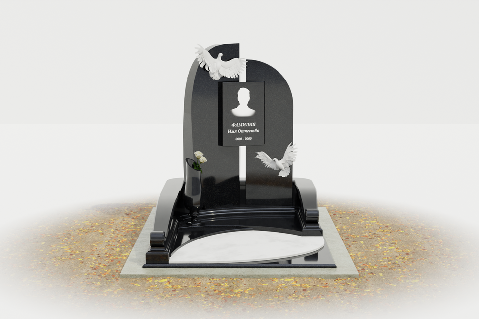 Памятник с чайками из мрамора