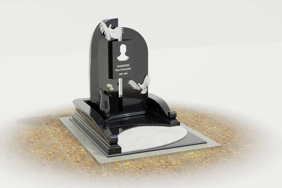 Памятник с чайками из мрамора