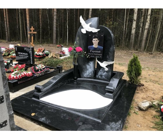 Готовый памятник Памятник с чайками из мрамора