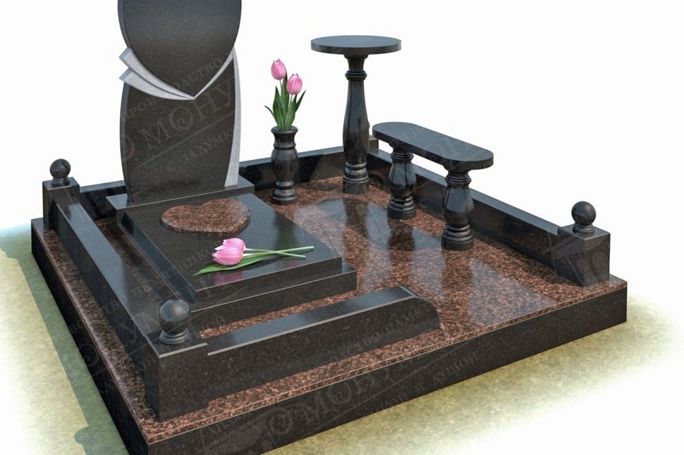 Мемориальный комплекс со статуей и коваными элементами