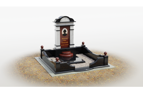 Памятник из малинового кварцита и мрамора