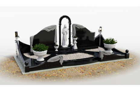 Мемориальный комплекс со статуей и коваными элементами