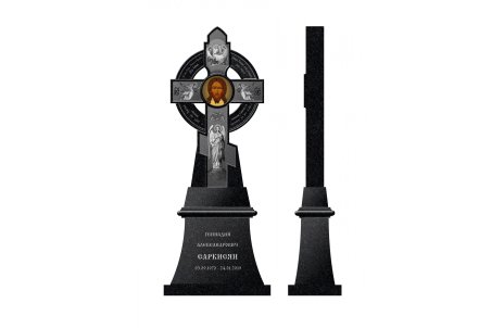 Резной крест из чёрного гранита